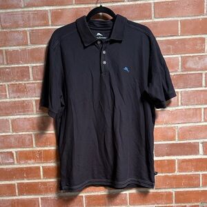 Men's Black Polo Shirt with Blue Logo